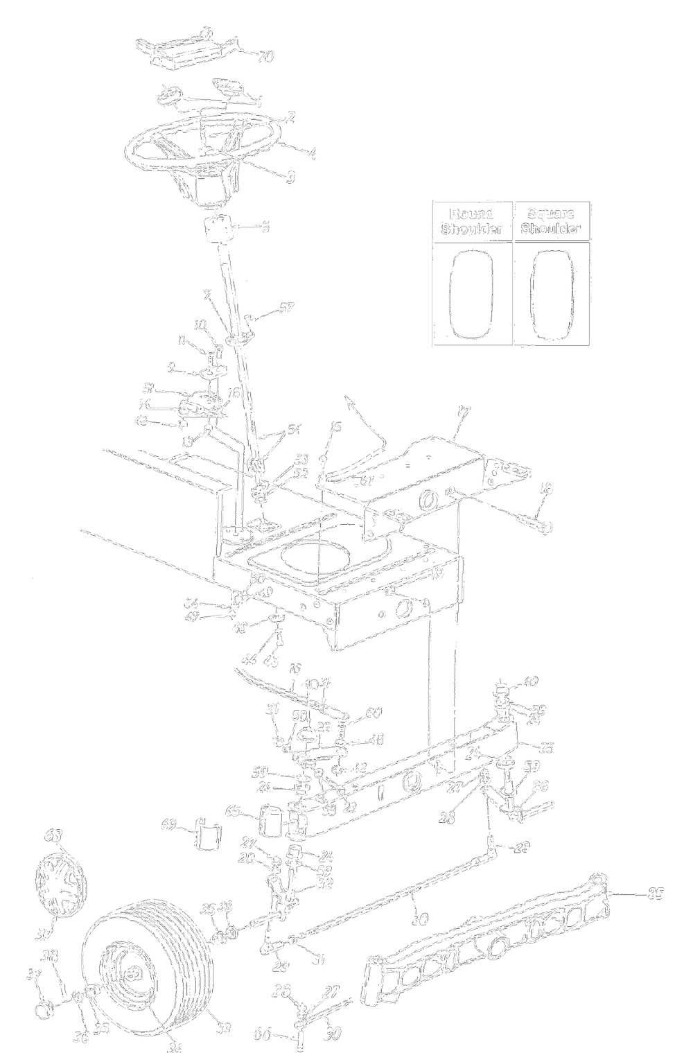 Axleandwheels Front, Steering Assembly Diagram and Parts List for 13AM675G062 2001 Yard Machines Lawn Tractor